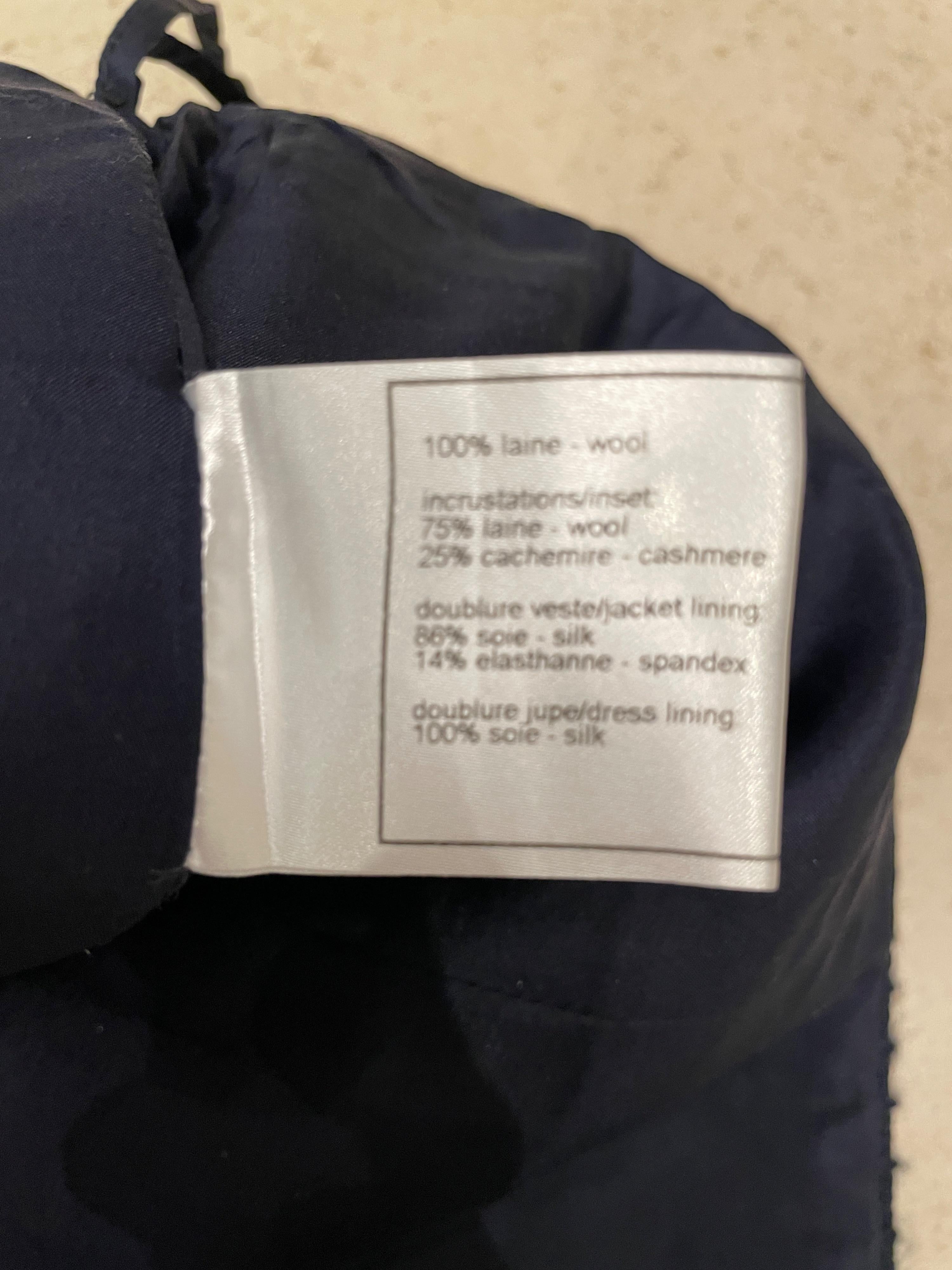 Navy Blue Lesage Tweed Knee Length Skirt
