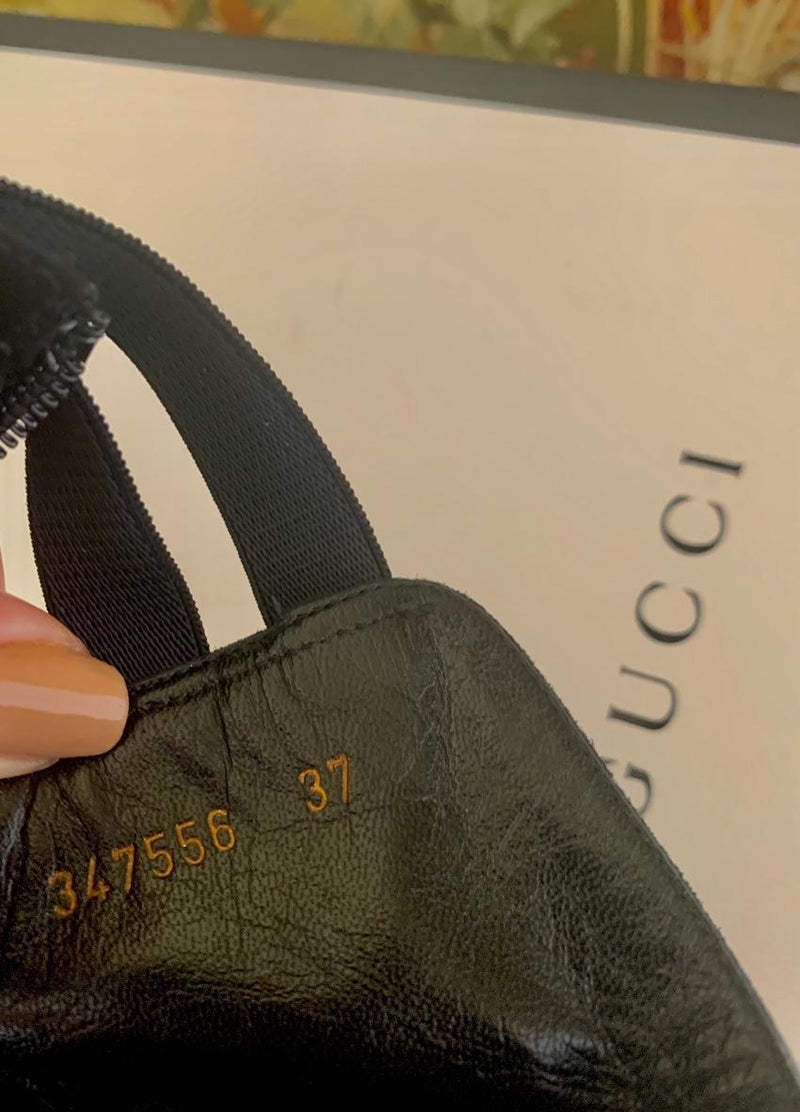 Gucci Black Strappy Cone Heel Booties