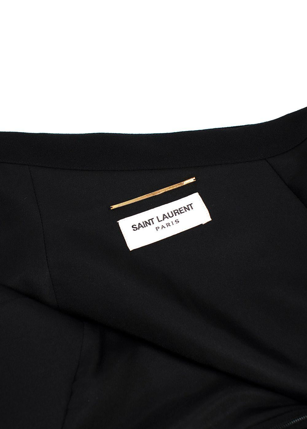 Saint Laurent Black Asymmetric Draped Mini Skirt