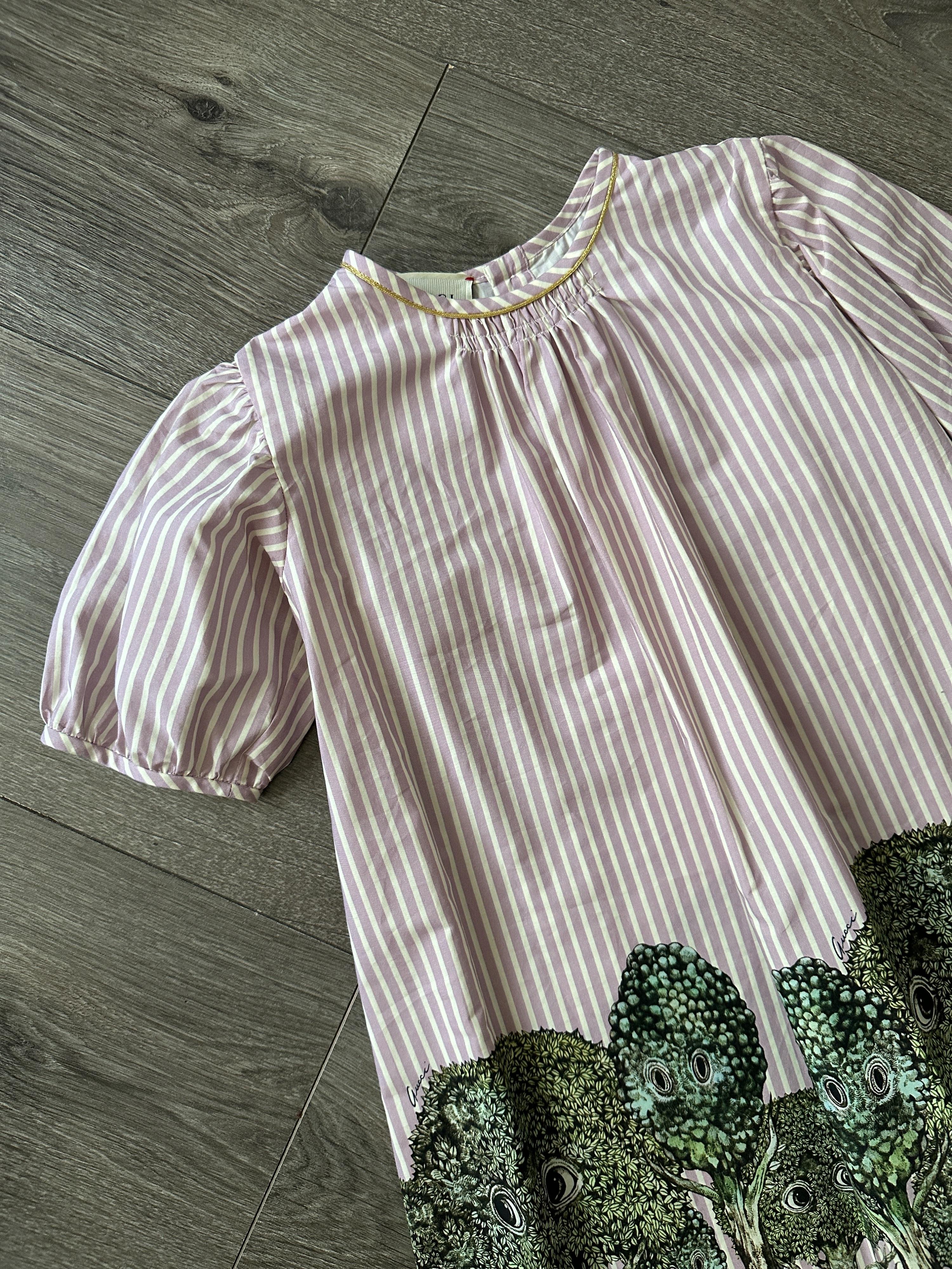 Gucci Red Striped Dress with Tree Print