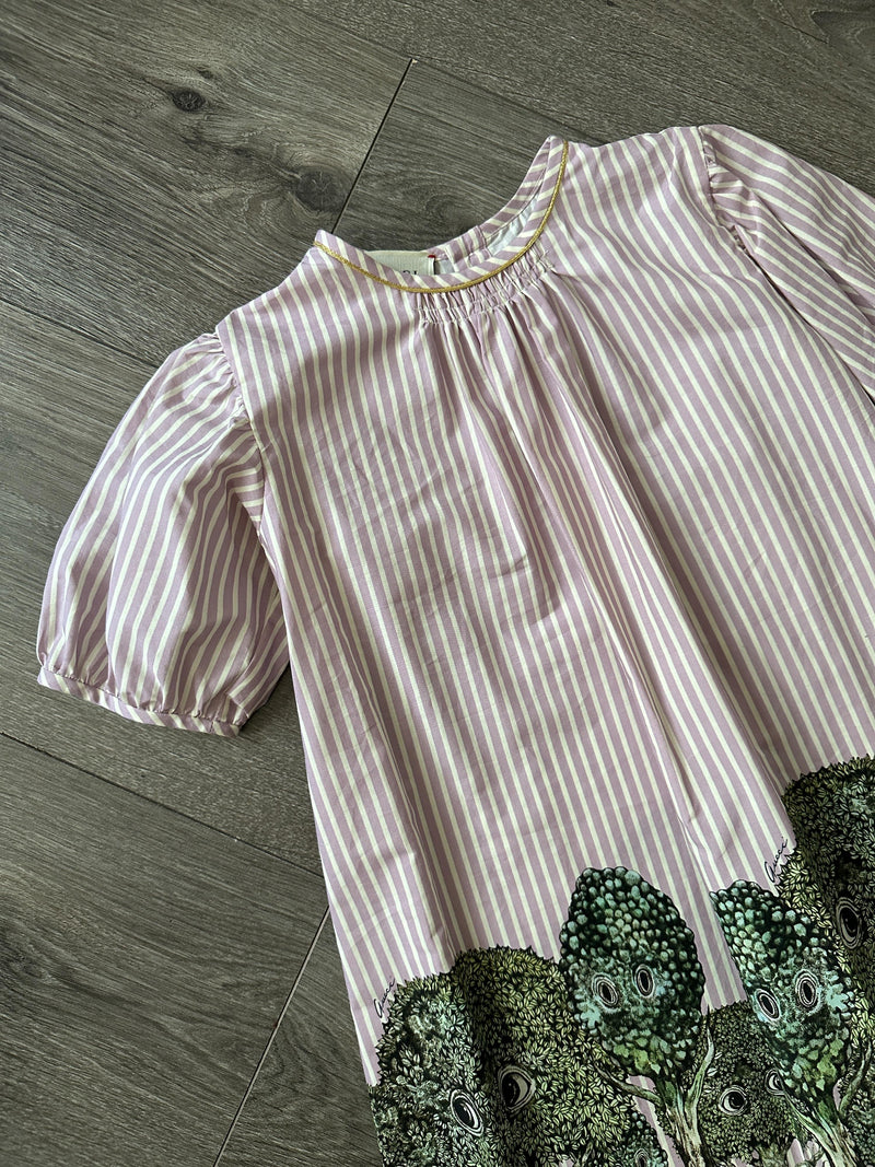 Gucci Red Striped Dress with Tree Print