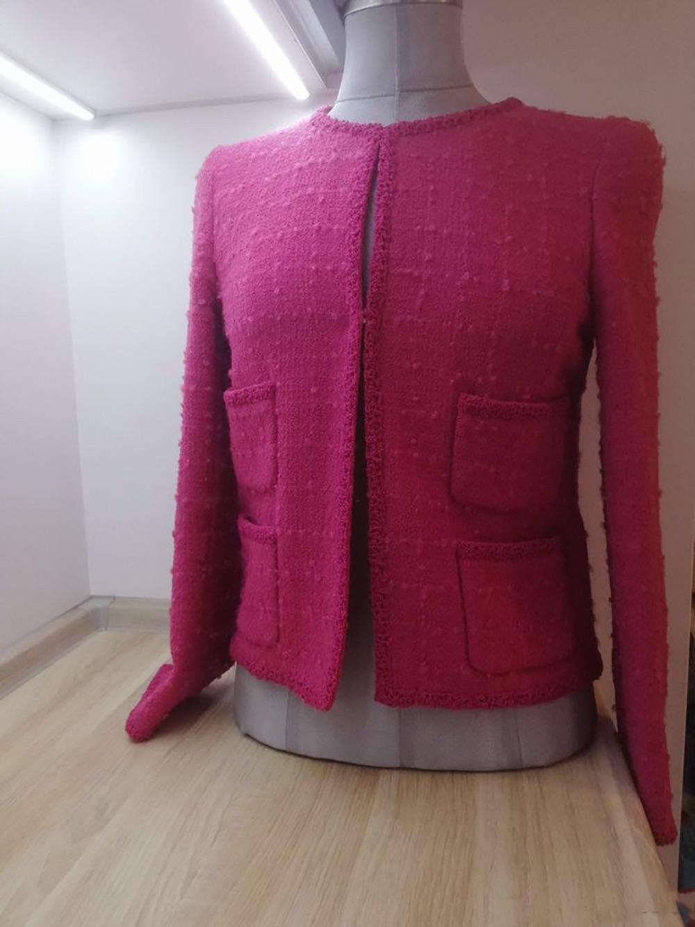 Chanel Pink Multi-Pocket Boucle Tweed Jacket