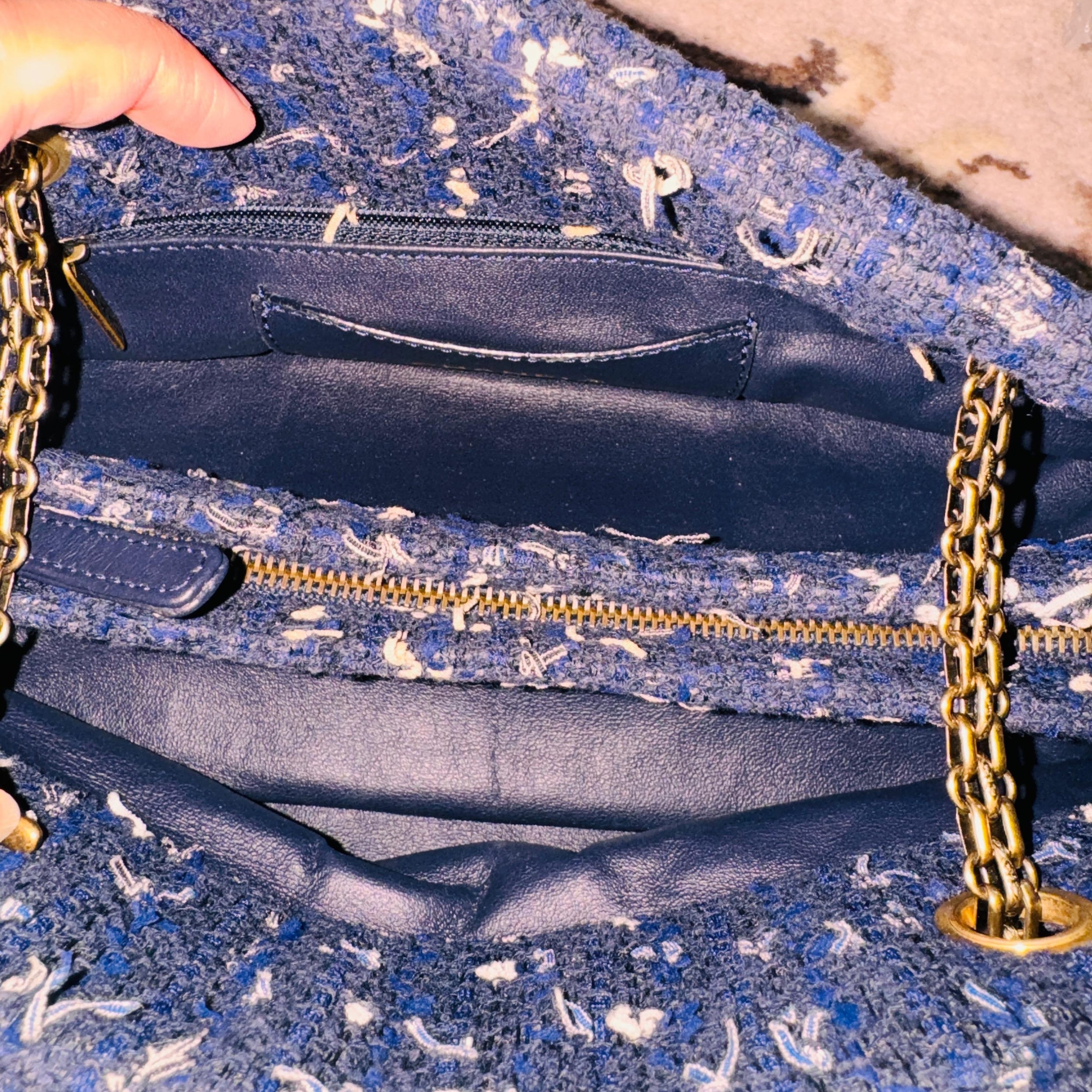 Blue Tweed Mademoiselle Shoulder Bag