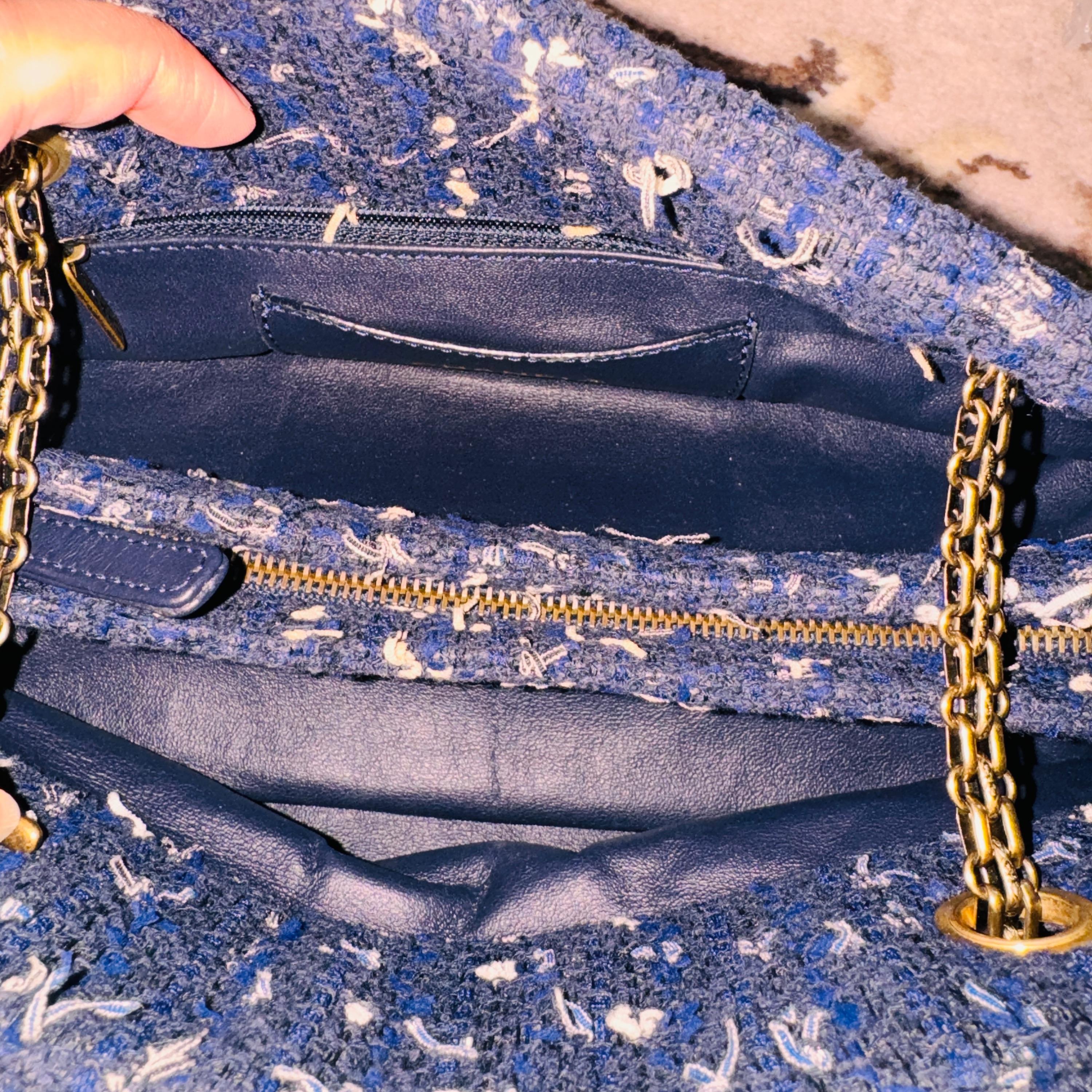 Blue Tweed Mademoiselle Shoulder Bag