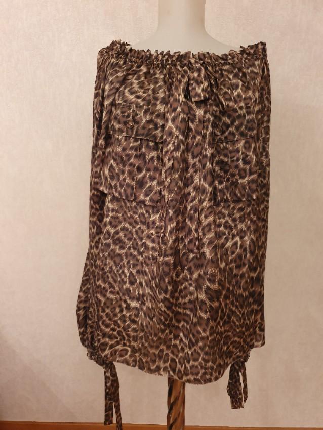 Zimmermann Leopard Print Oversize Balloon Sleeve Top
