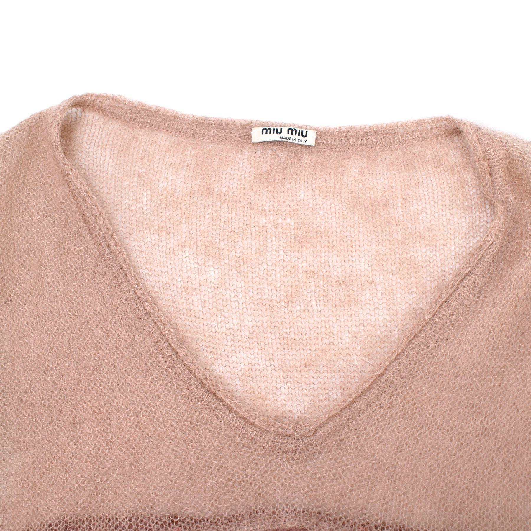 Miu Miu Knitted Trim Long-sleeved Top