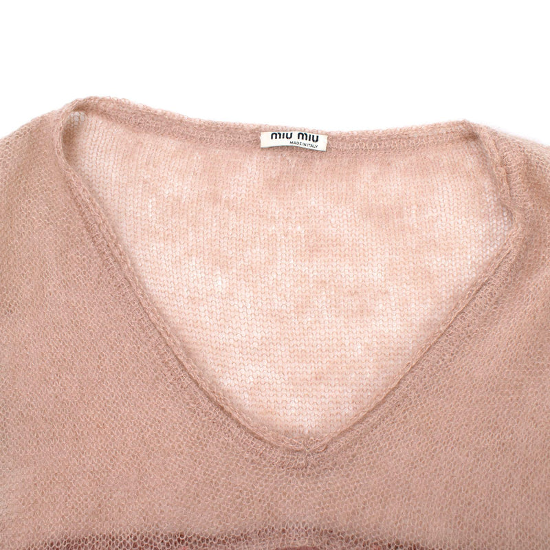 Miu Miu Knitted Trim Long-sleeved Top