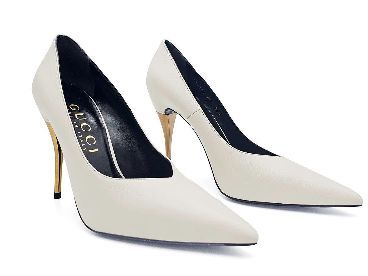 White Leather Priscilla Pumps