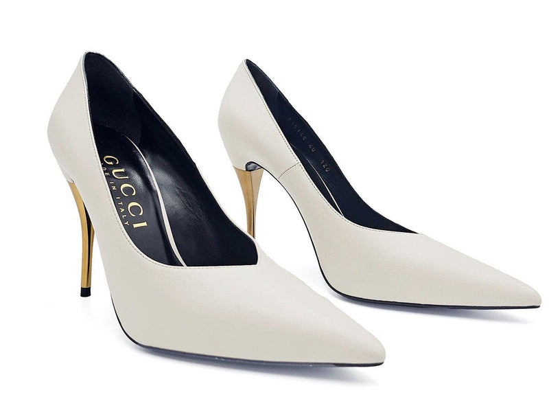 White Leather Priscilla Pumps