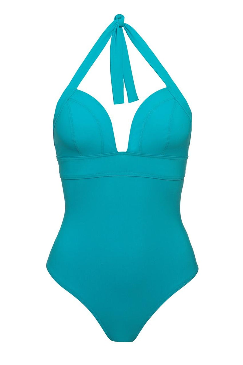Carizzi Turquoise One-Piece Halterneck Swimsuit