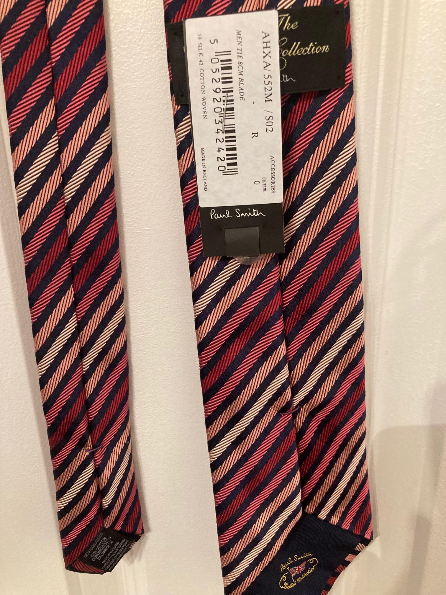 Navy & Pink Striped Silk Tie