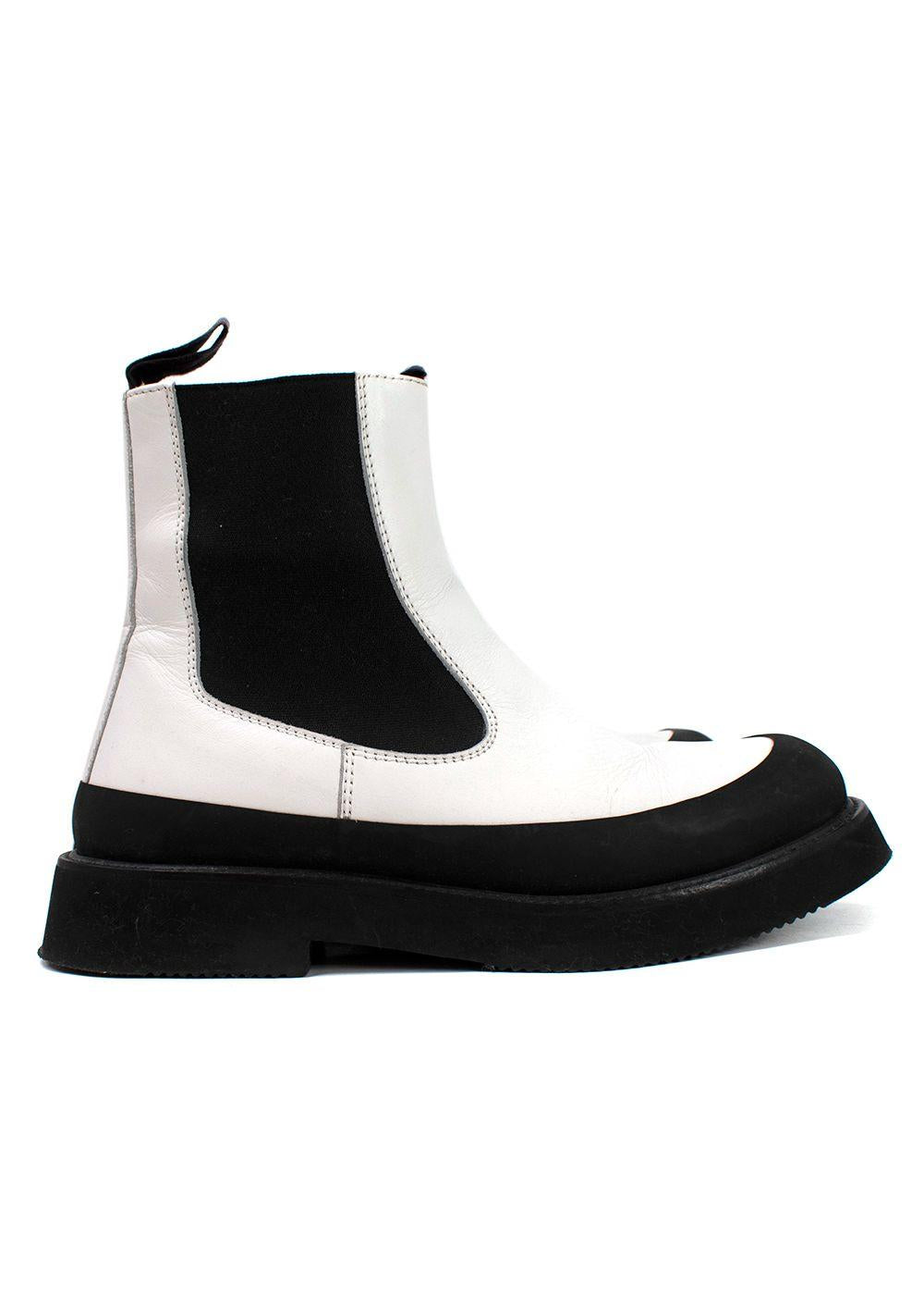 Celine White & Black Chelsea Ankle Boots