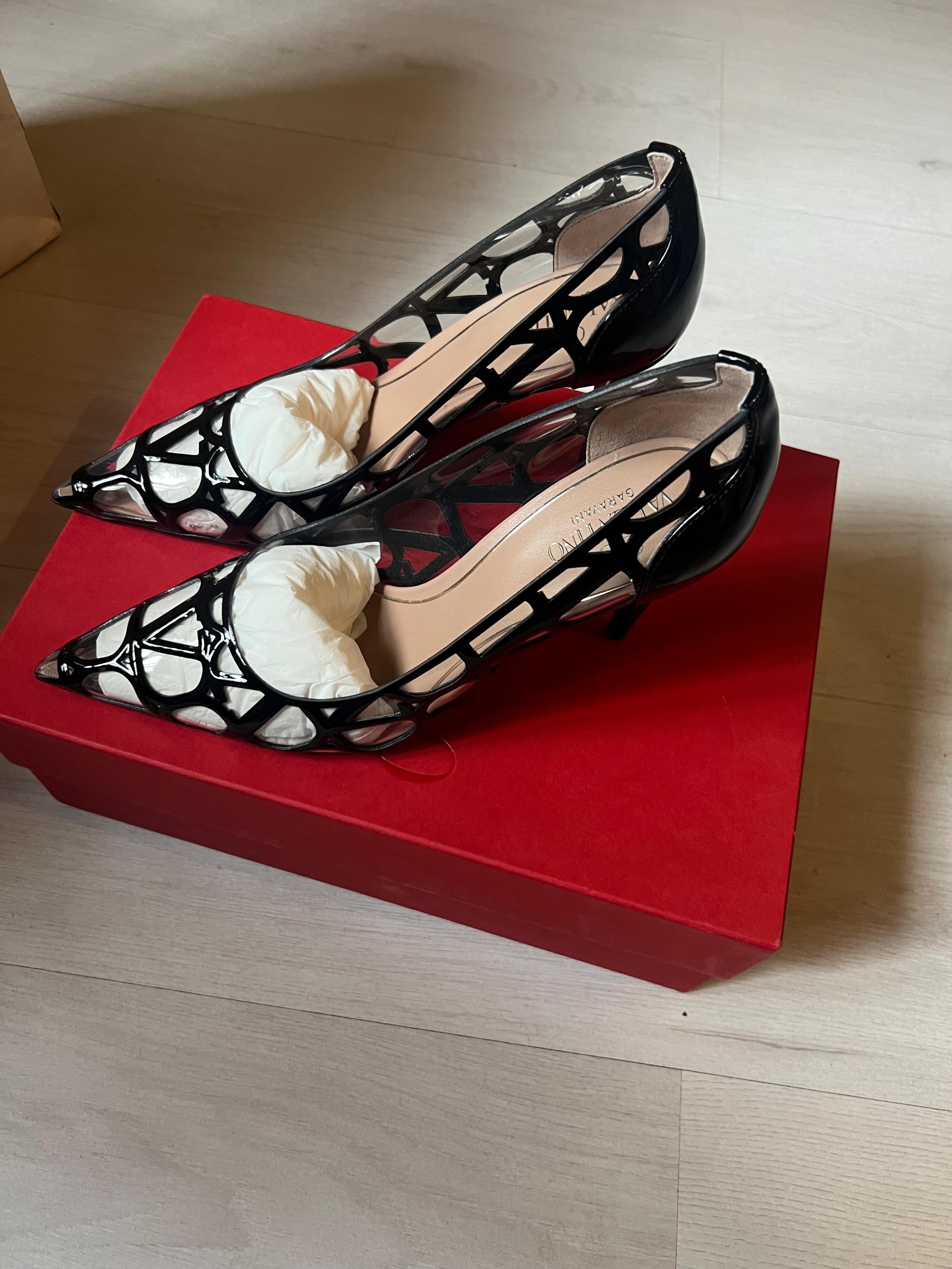 Valentino Black VLogo PVC Heels