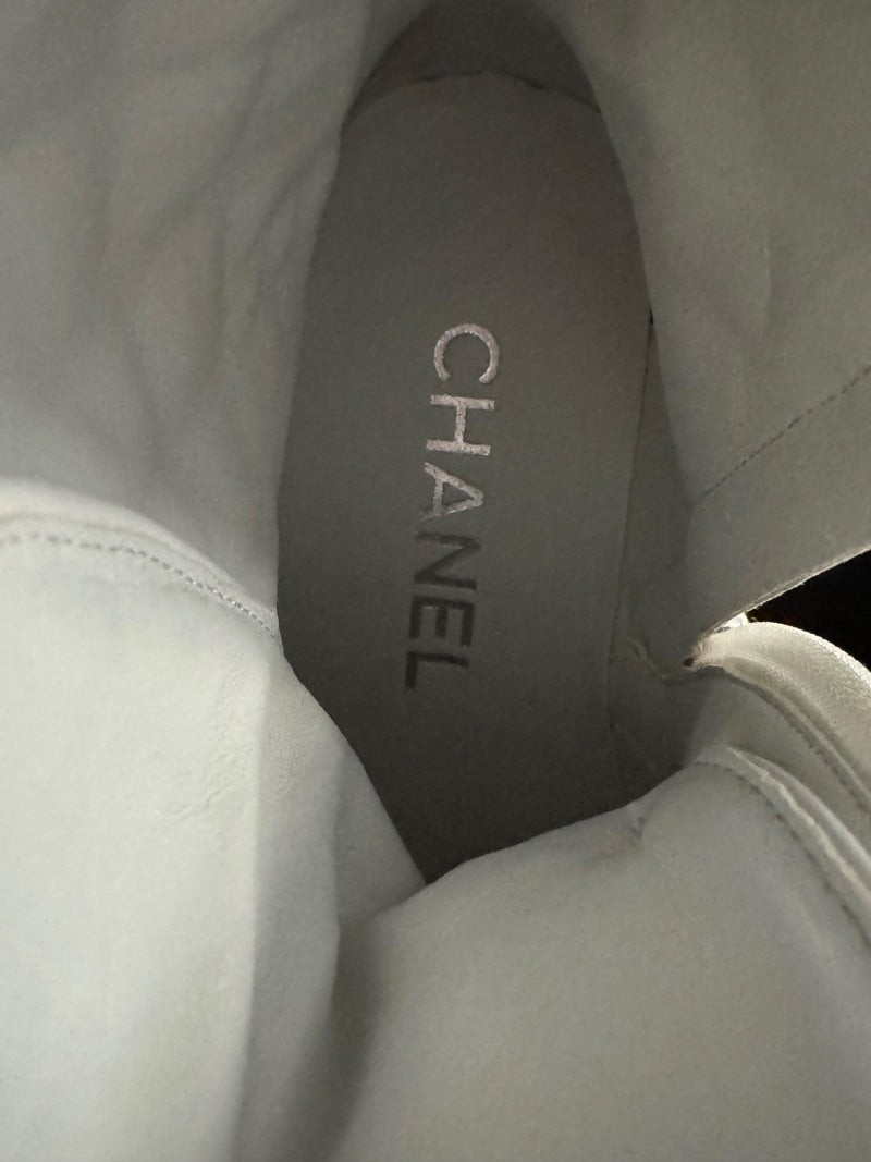 Chanel Quilted Leather Lace Up Boots