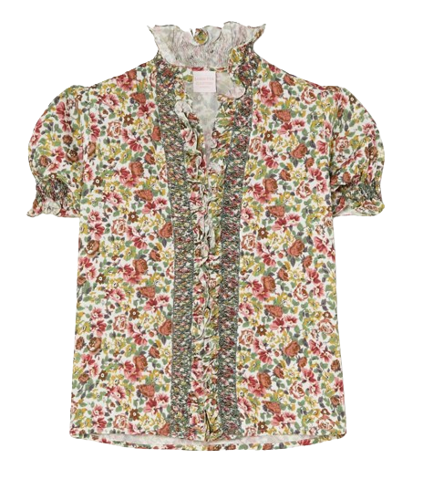 Loretta Caponi Floral High Neck Donatella Blouse