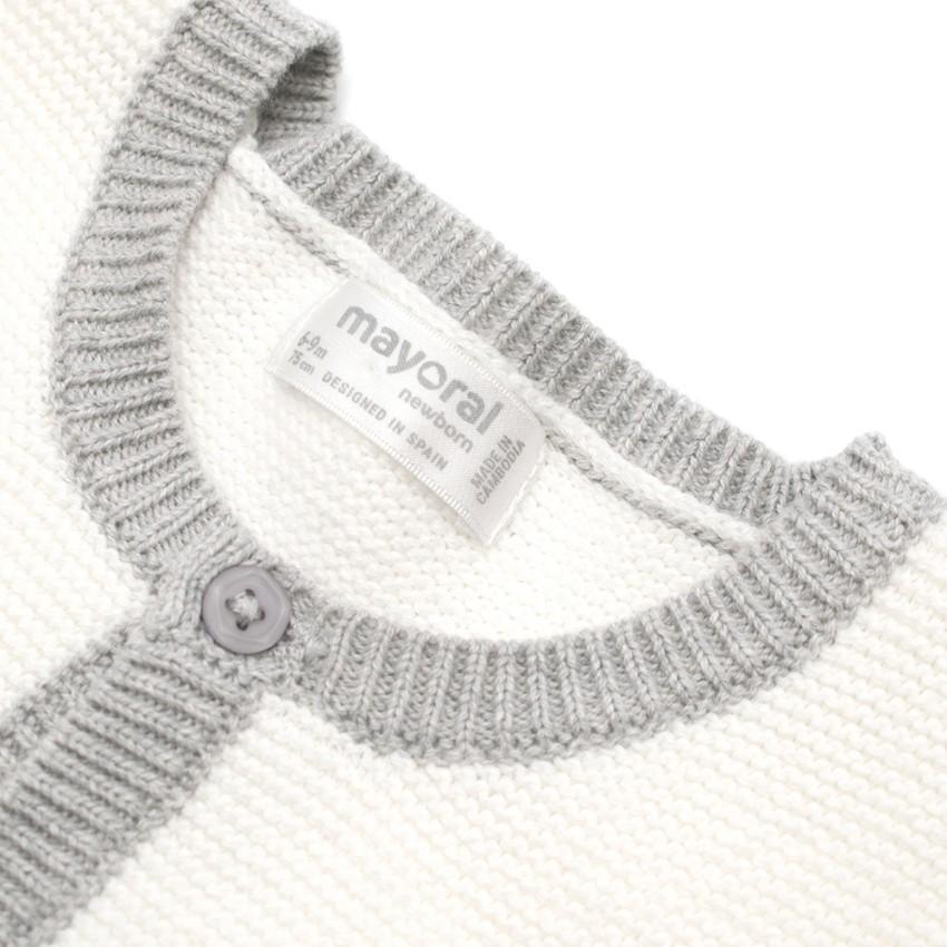 Mayoral New Born White and Grey Cardigan