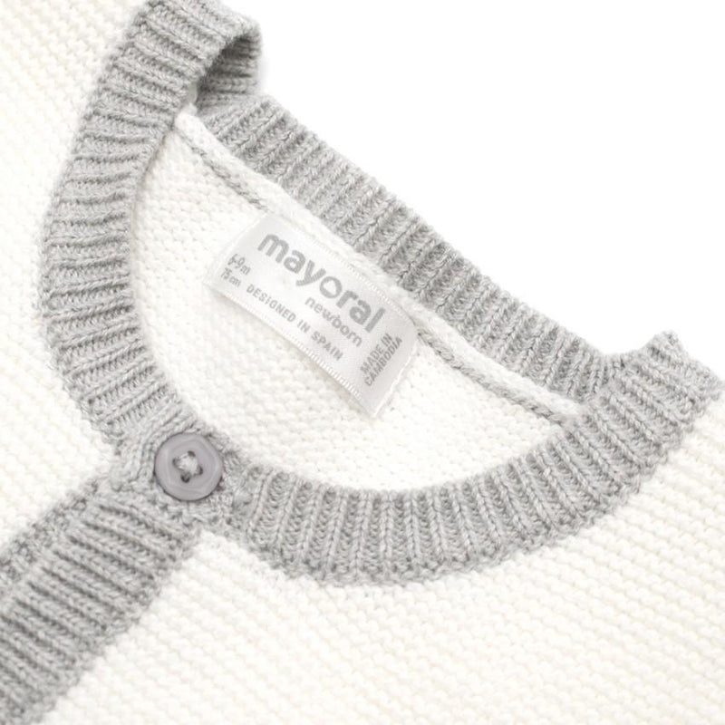 Mayoral New Born White and Grey Cardigan