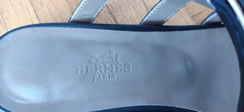 Hermes Black Leather Transat Sandals