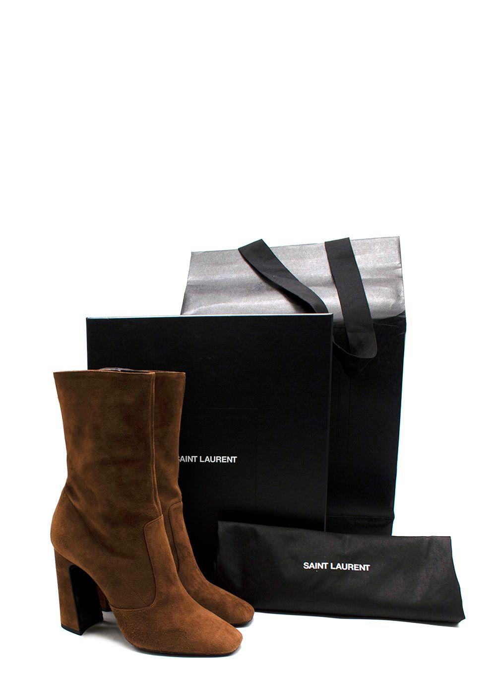Saint Laurent Brown Suede Ankle Boots