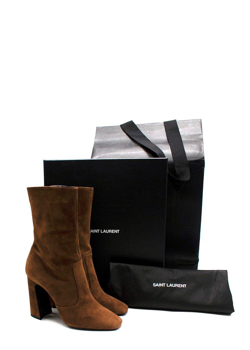 Saint Laurent Brown Suede Ankle Boots