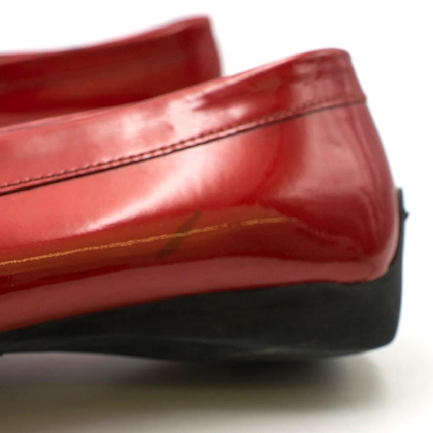 St. John Red Metallic Leather Loafers