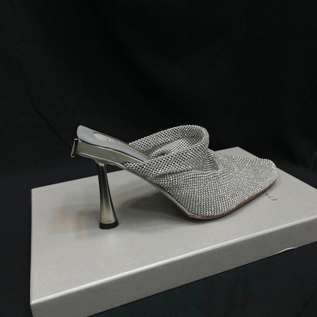 Benedetta Bruzziches Silver Rhinestone Mules