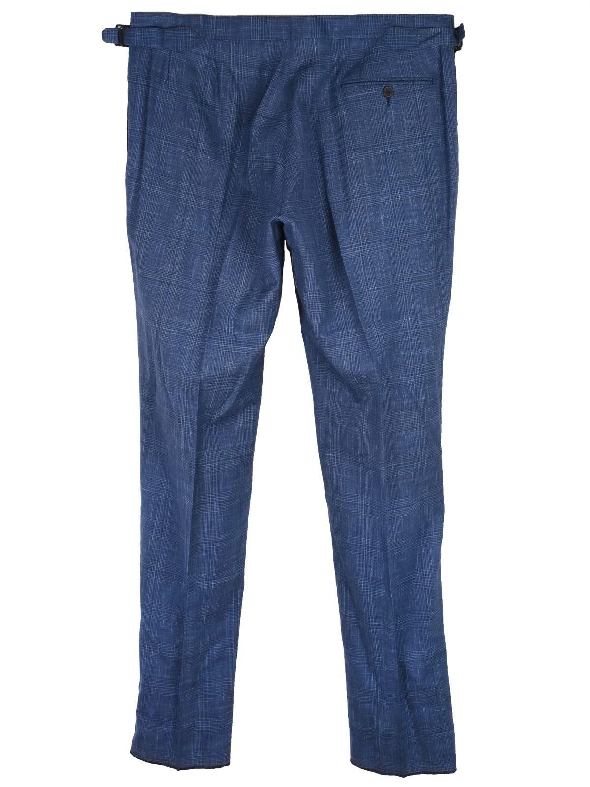 Blue Wool-Silk Tailored Trousers