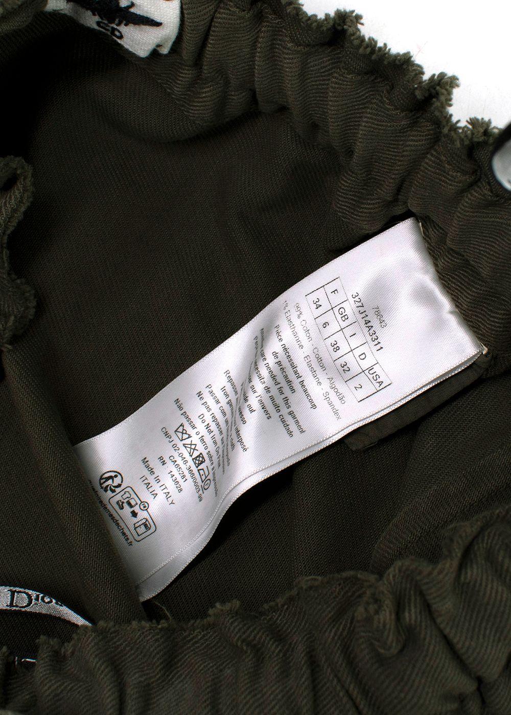 Dior Khaki Union Motif Flared Midi Skirt
