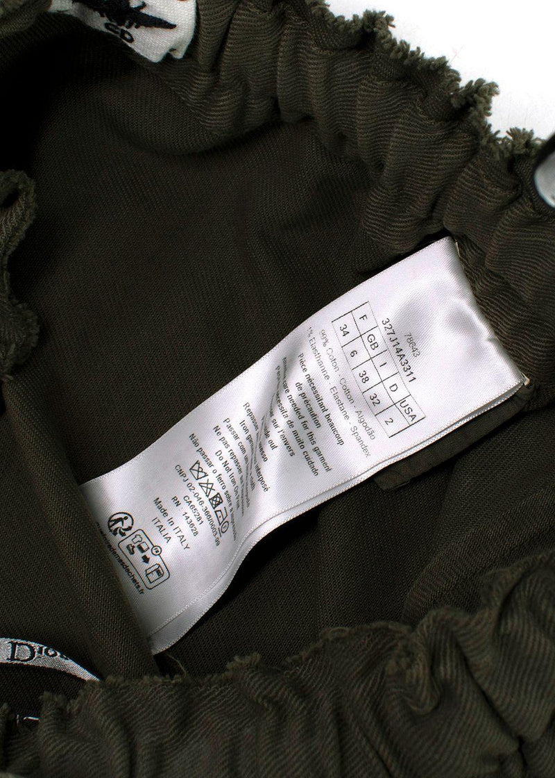 Dior Khaki Union Motif Flared Midi Skirt
