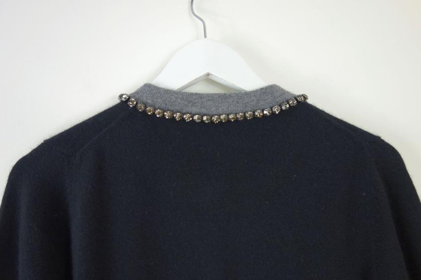 No.21 Crystal Trimmmed Black Wool Cardigan