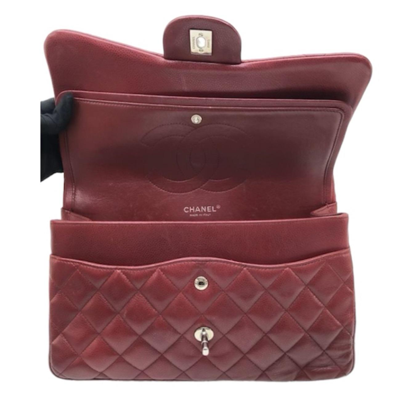 Chanel Burgundy Caviar Leather Jumbo Double Flap Bag