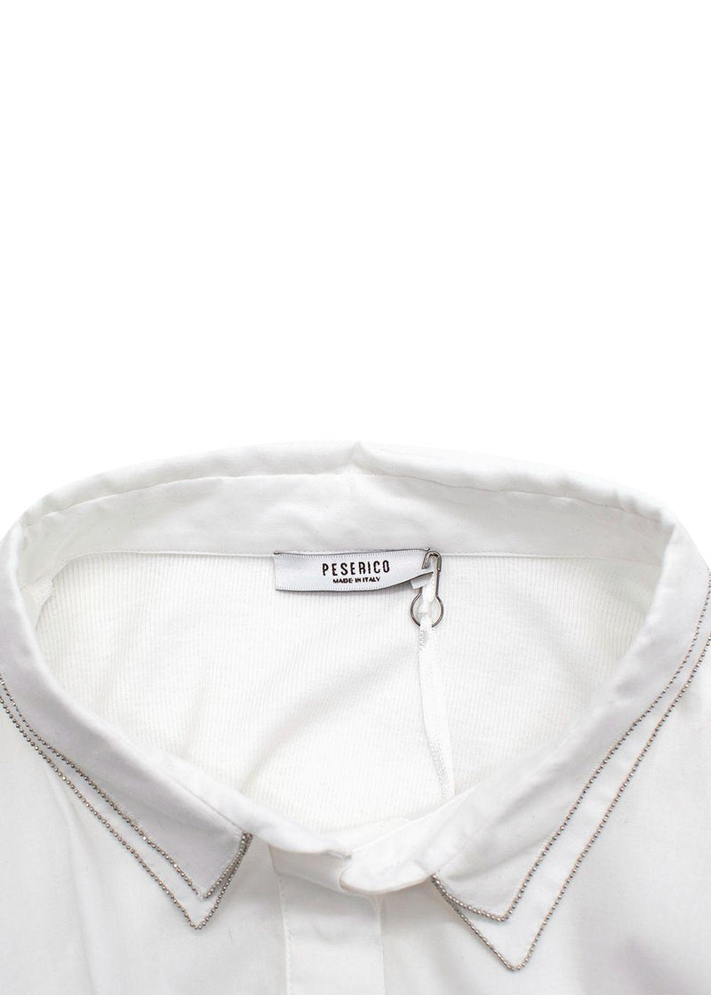 Peserico White Cotton Beaded Shirt