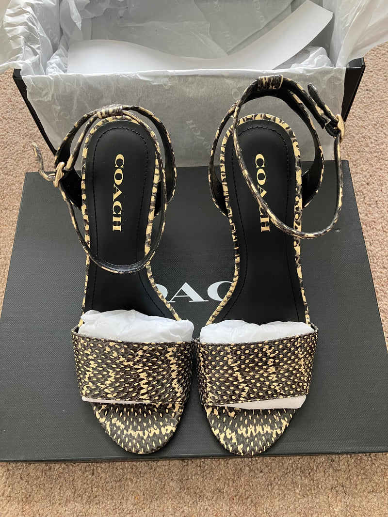 Coach Snakeskin Print Heeled Sandals