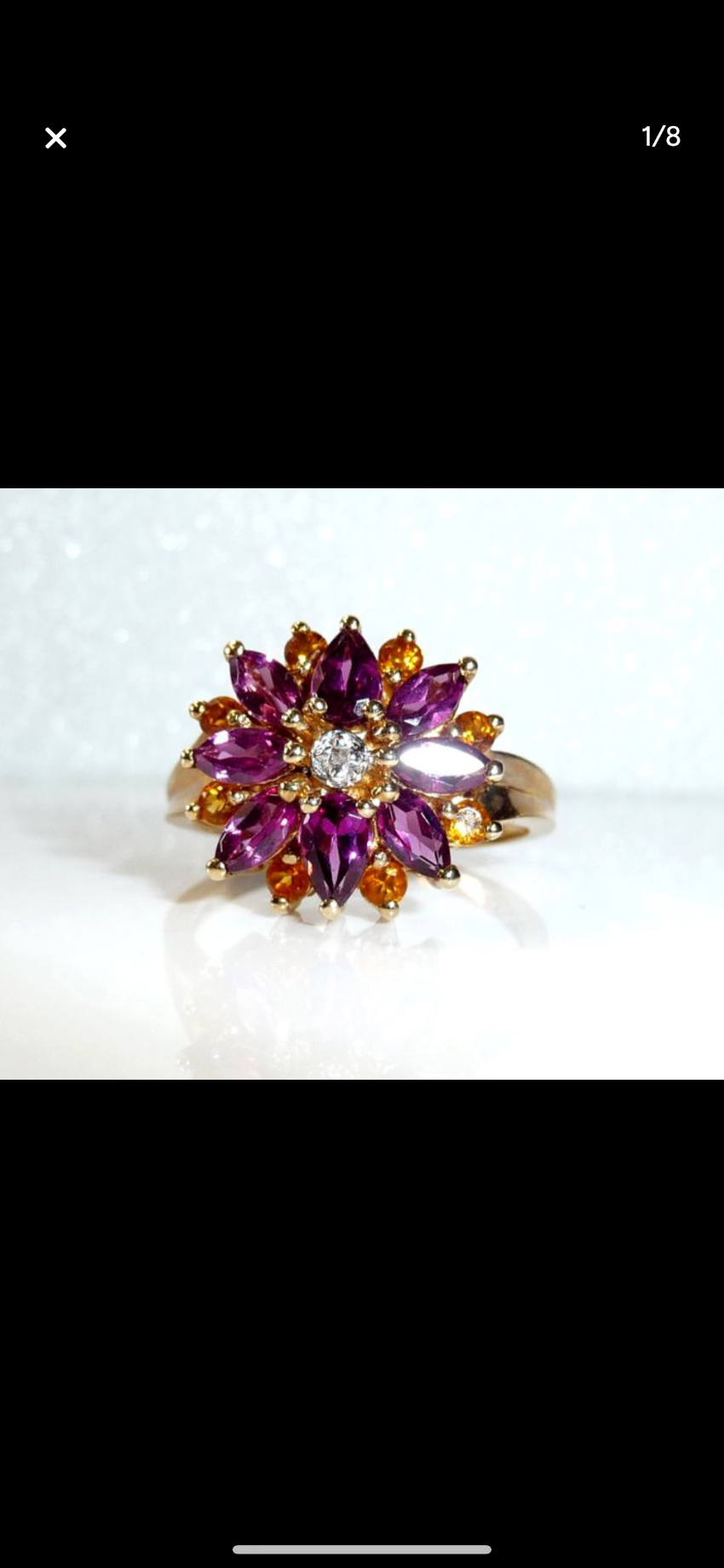 Bespoke Diamond, Amethyst & Citrine Gold Flower Ring