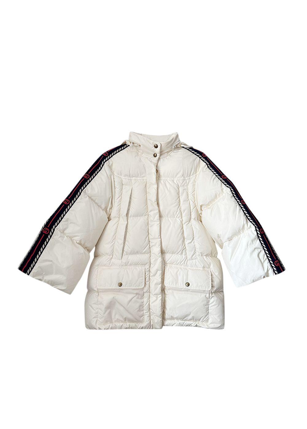 Gucci Ecru Logo Detail Padded Coat