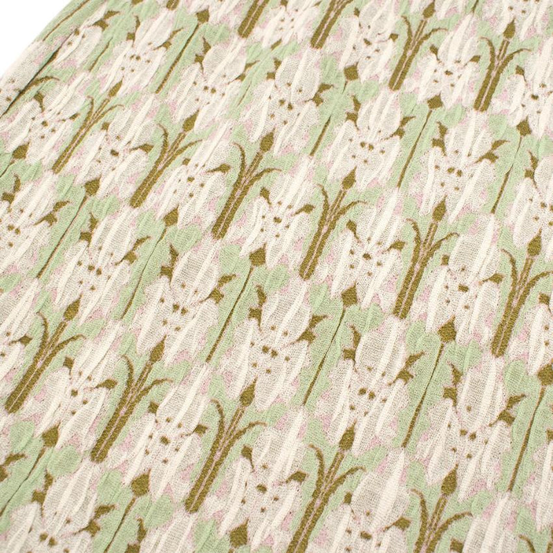 Prada green jacquard floral midi skirt