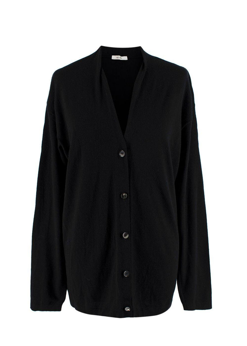 The Row Black Fine Knit Wool Cardigan