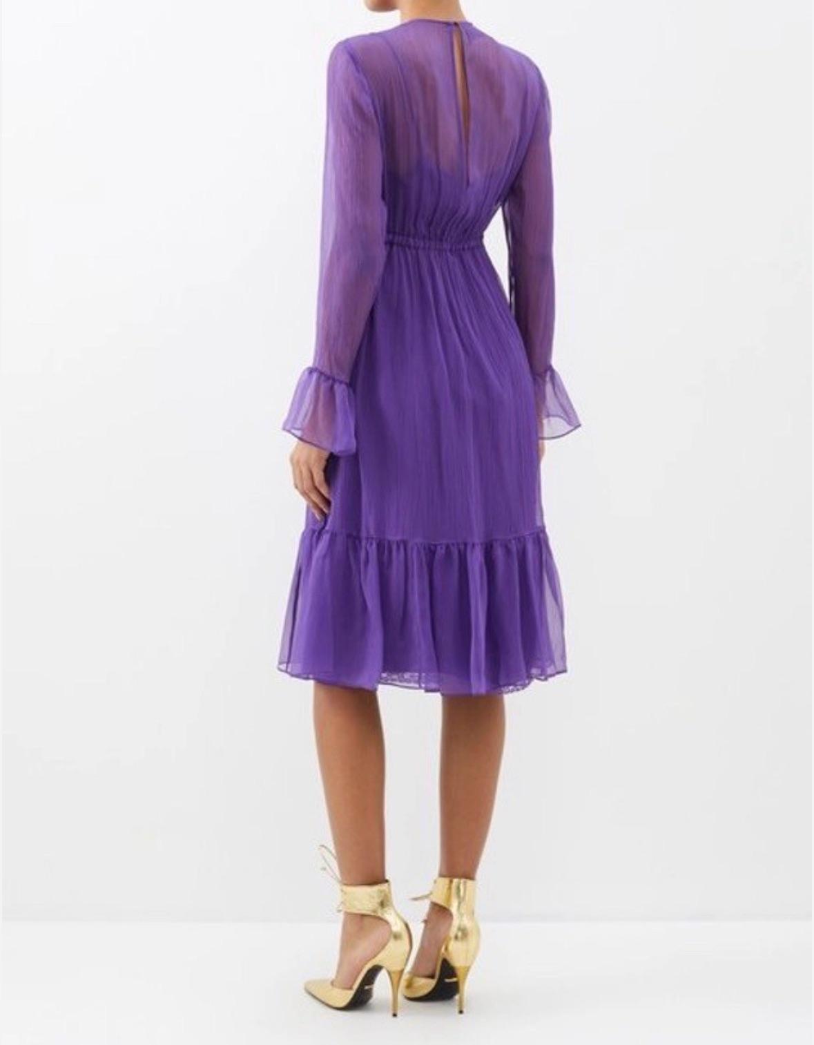 Gucci Purple Silk Chiffon Midi Dress