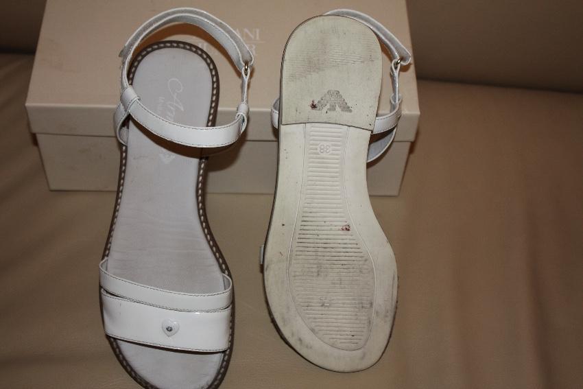 Armani Girl's 38 White Patent Leather Sandals