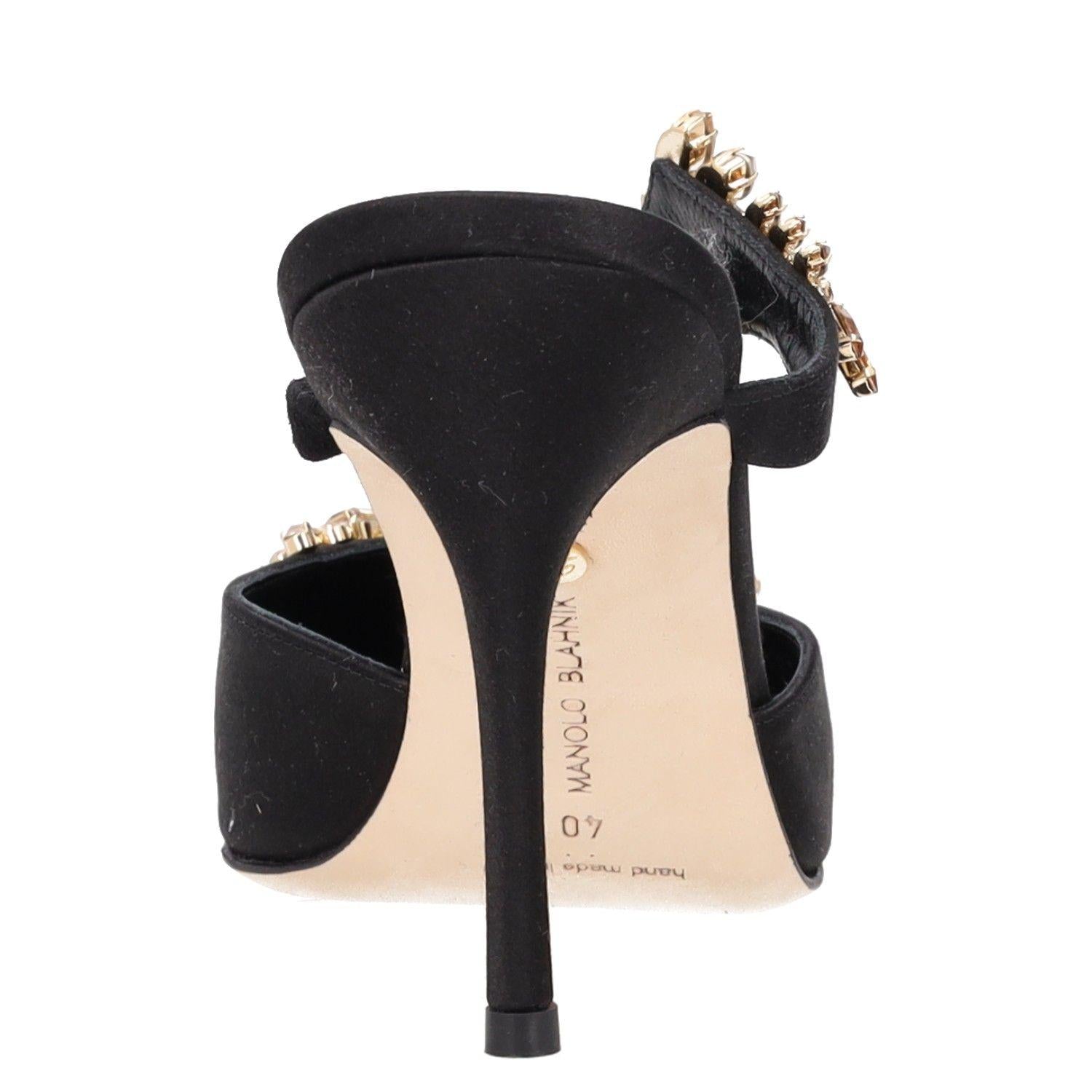 Manolo Blahnik Lurum 90MM Embellished Satin Mules