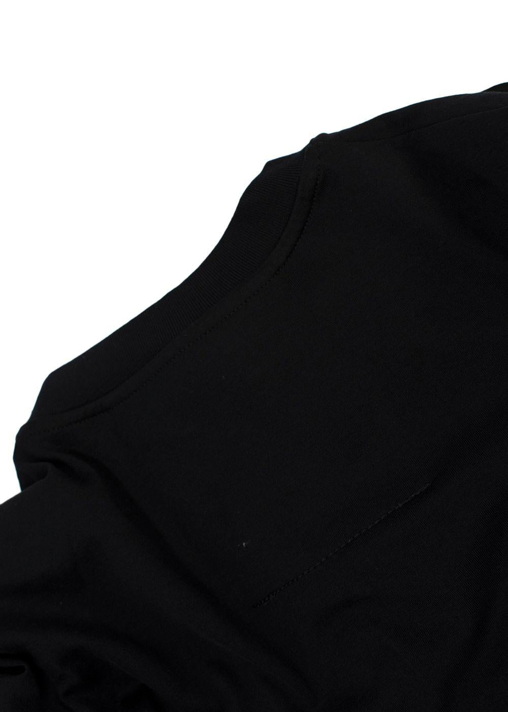 black t-shirt with white front logo