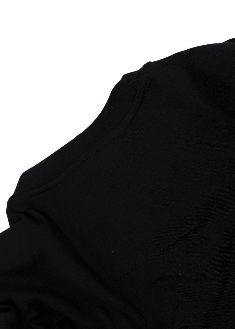 black t-shirt with white front logo