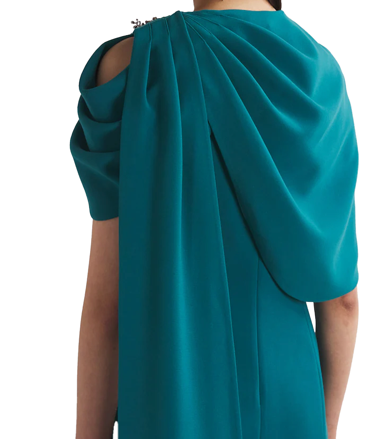 Huishan Zhang Embellished Isolde Fitted Cape Gown
