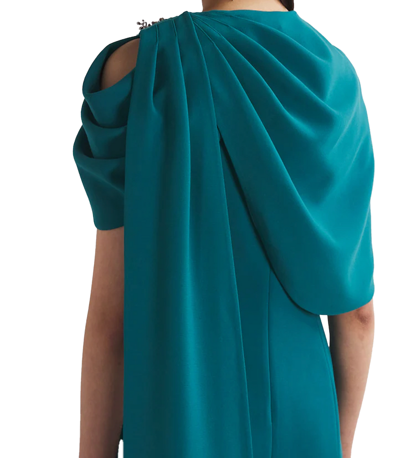 Huishan Zhang Embellished Isolde Fitted Cape Gown