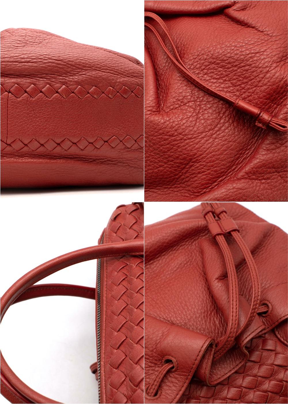Red Leather Intrecciato Bag