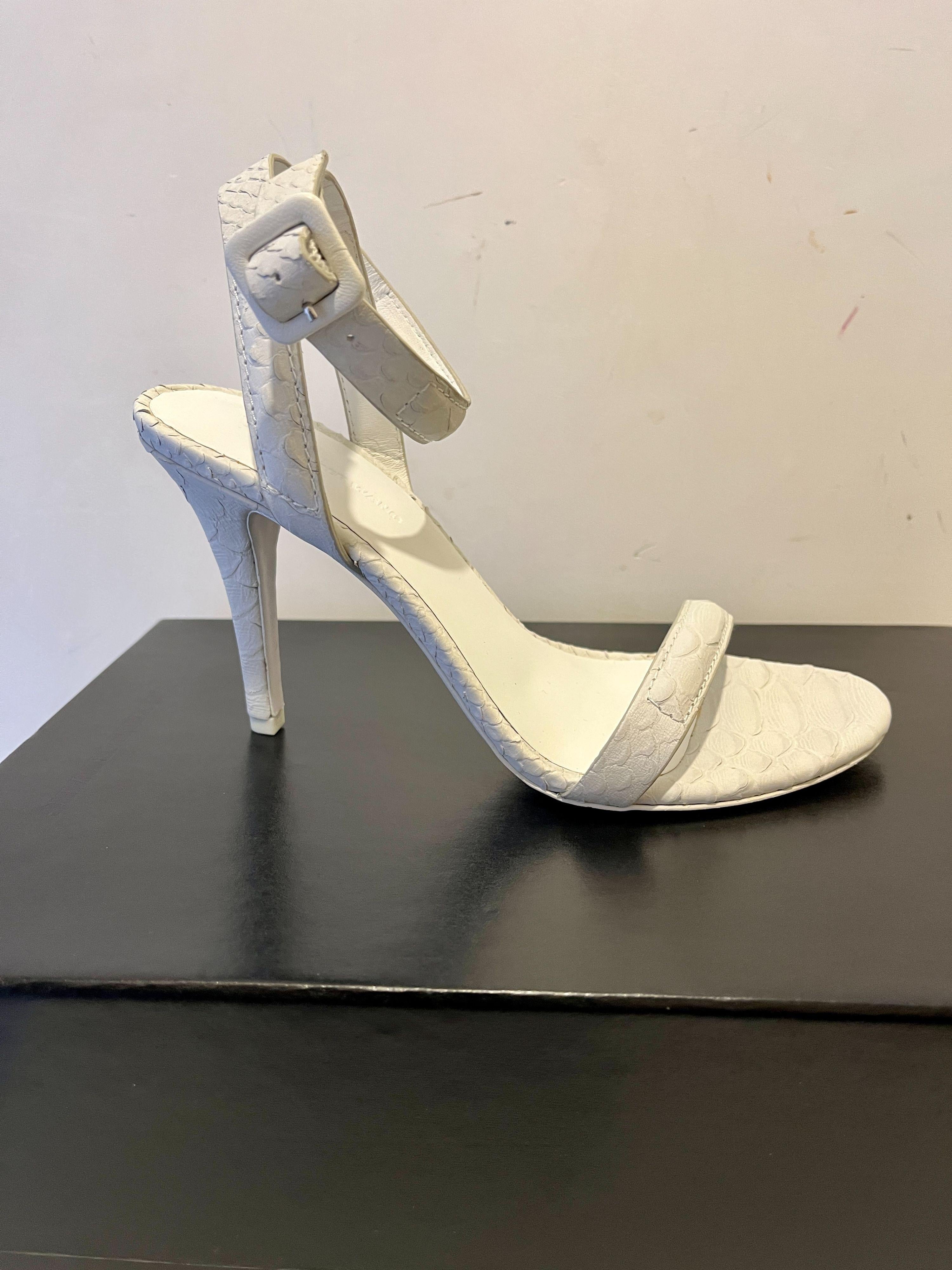 Antonia White Python Embossed Sandals