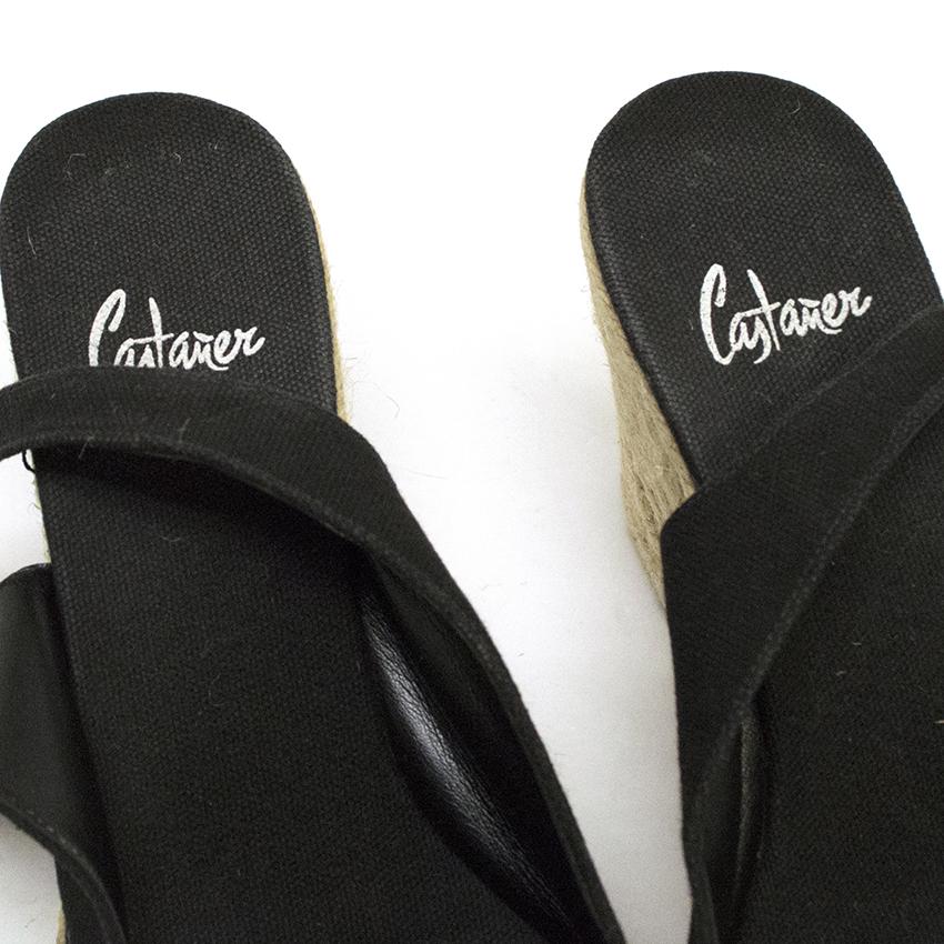 Castaner Black Peep Toe Wedges