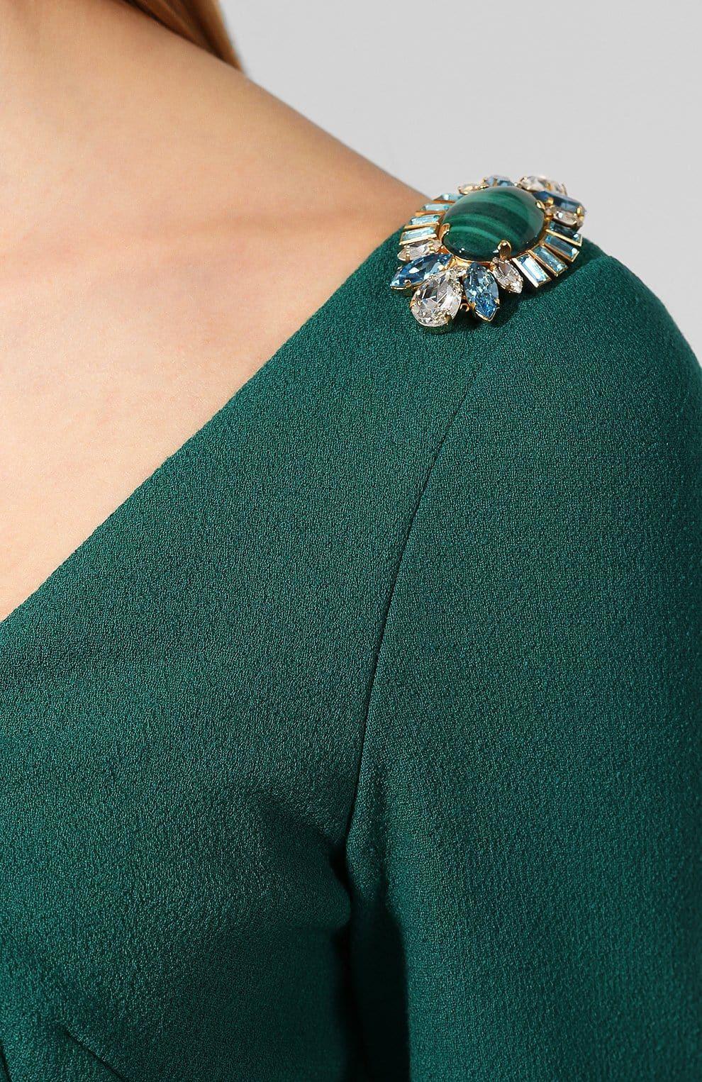 Dolce & Gabbana Green Jewel Embellished Midi Dress