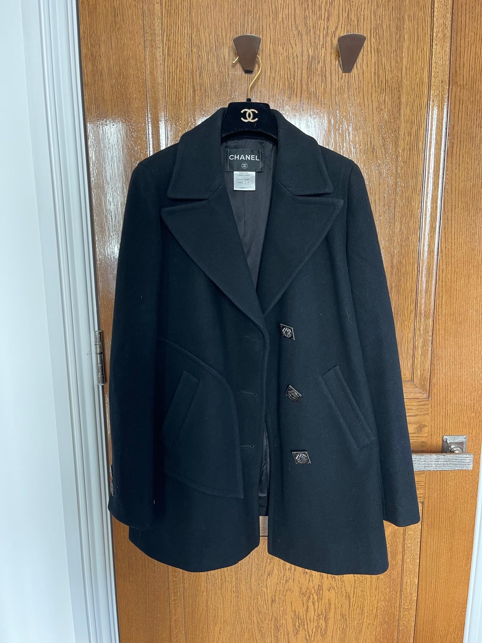 Chanel Black Wool Pea Coat