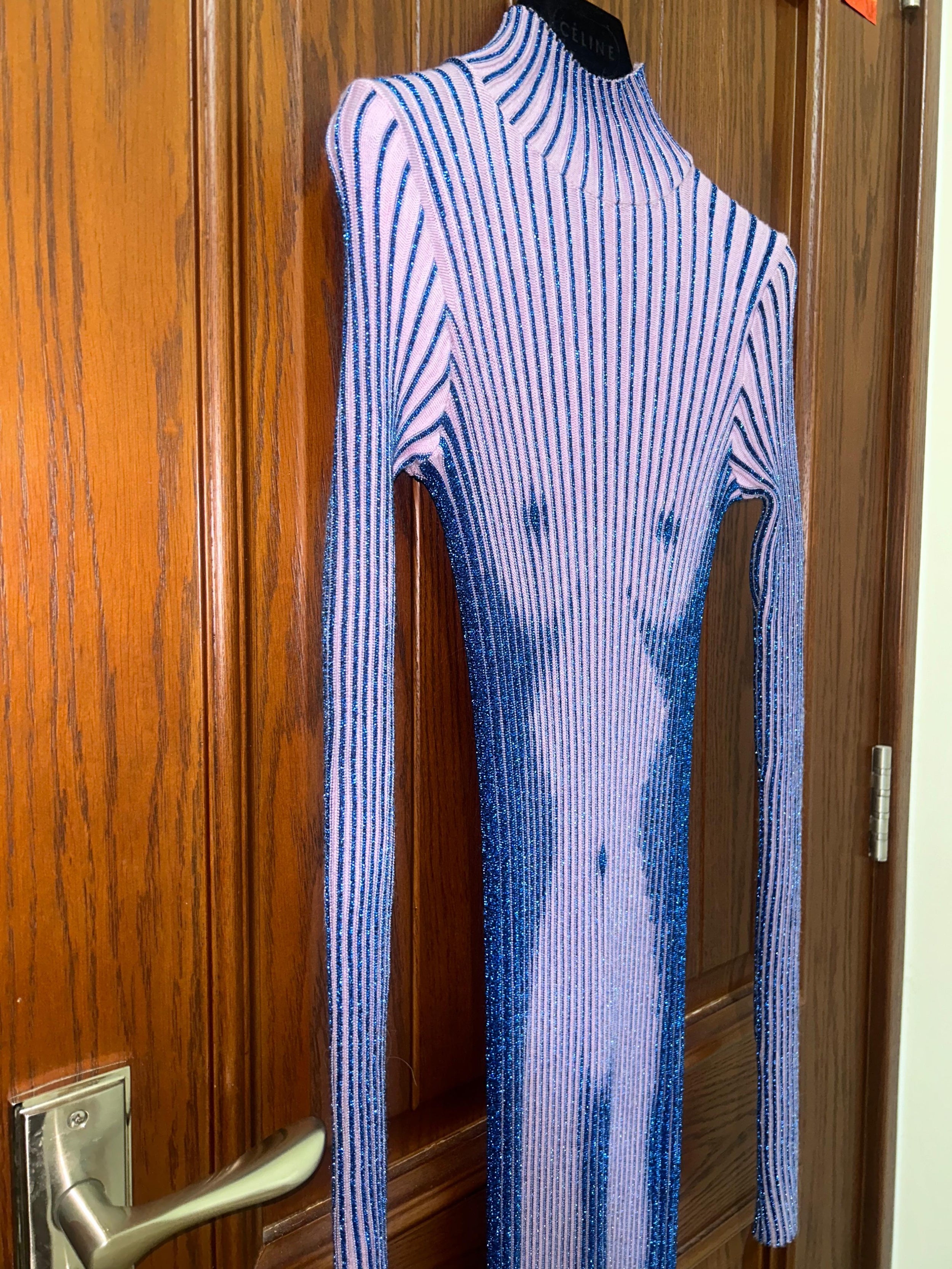Lilac Metallic Rib Midi Dress